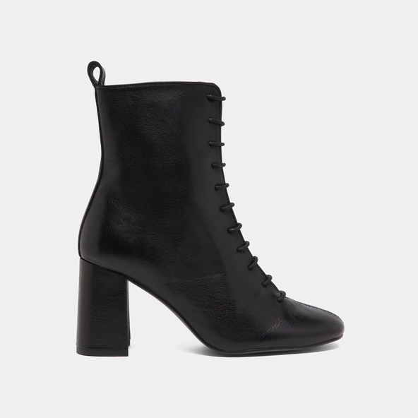 Bottines &agrave; talons et &agrave; lacets en cuir noir | BOSE | Jonak