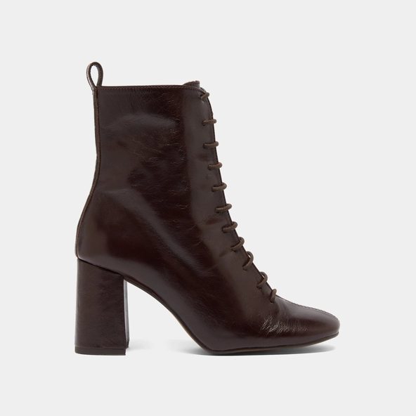 Bottines &agrave; talons et &agrave; lacets en cuir vieilli chocolat | BOSE | Jonak