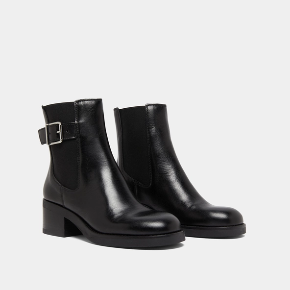 Boots à élastiques et boucles ajustables... en cuir noir | BOULOU | Jonak