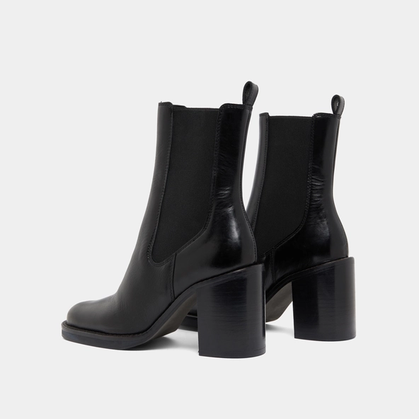 Bottines à talons débordants en cuir noir | BRETZ | Jonak