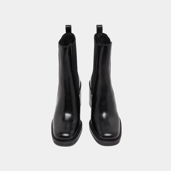 Bottines à talons débordants en cuir noir | BRETZ | Jonak
