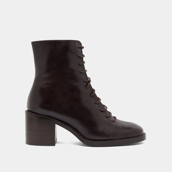 Boots à lacets et talons débordants en cuir marron foncé | BRINDILLE | Jonak