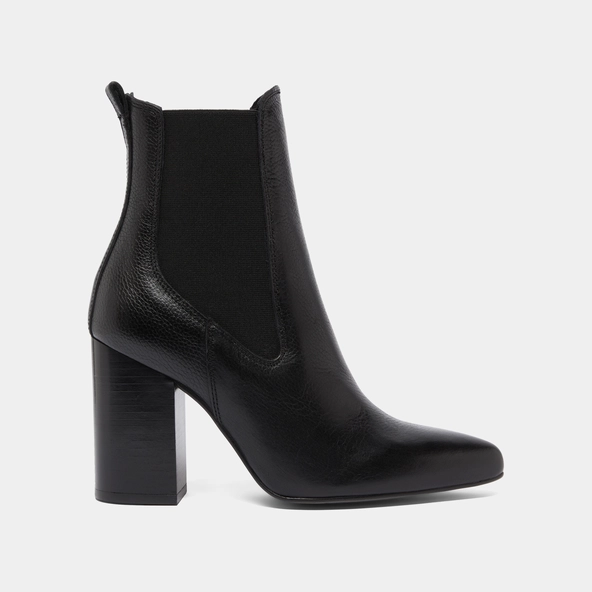 Bottines à talons et bouts pointus en cuir grainé noir | BROOK | Jonak