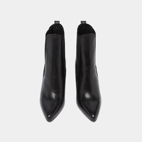 Bottines à talons et bouts pointus en cuir grainé noir | BROOK | Jonak