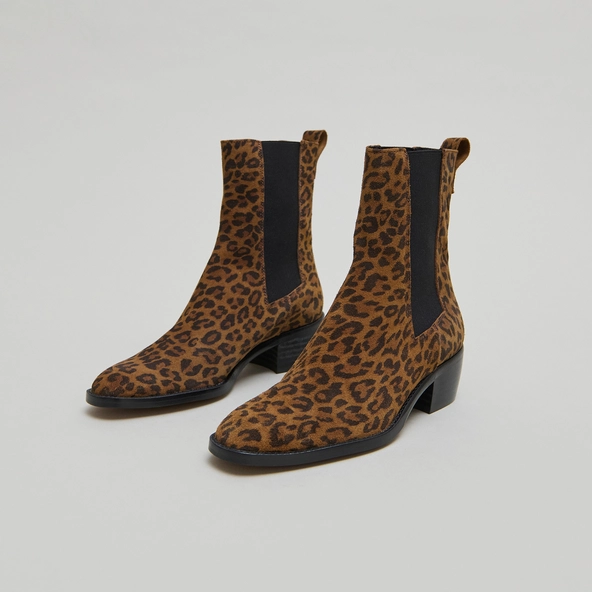 Boots à élastiques en croute léopard | MAEVA | Jonak