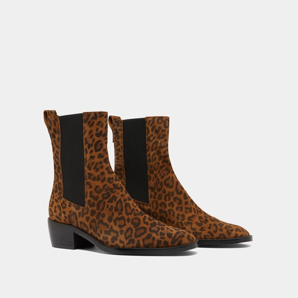 Boots à élastiques en croute léopard | MAEVA | Jonak