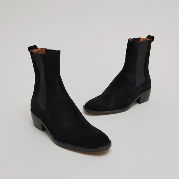 Boots &agrave; &eacute;lastiques en croute noire | MAEVA | Jonak
