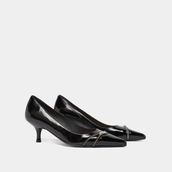 Escarpins &agrave; fermetures &eacute;clairs en cuir brillant noir | DANIELA | Jonak