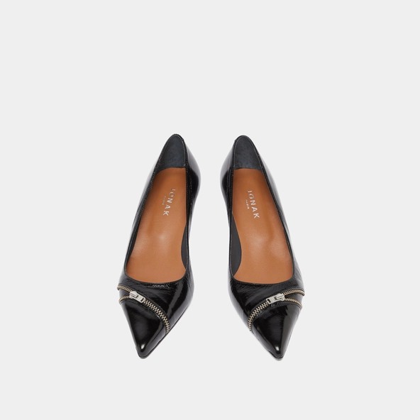 Escarpins &agrave; fermetures &eacute;clairs en cuir brillant noir | DANIELA | Jonak
