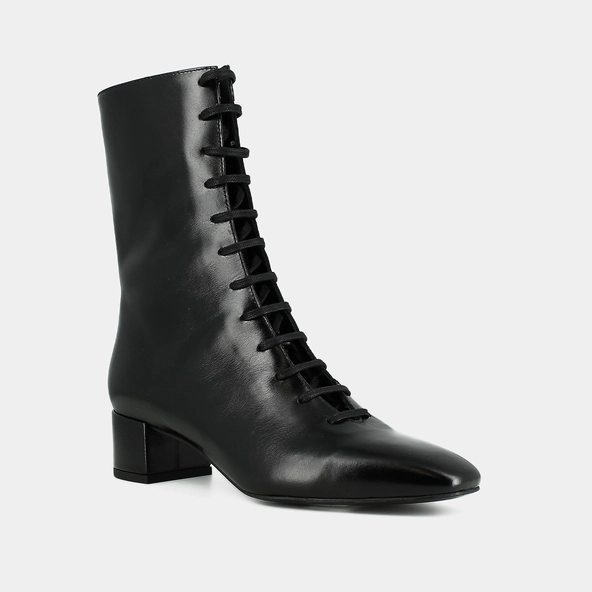Bottines à lacets en cuir vieilli noir | DOXA | Jonak