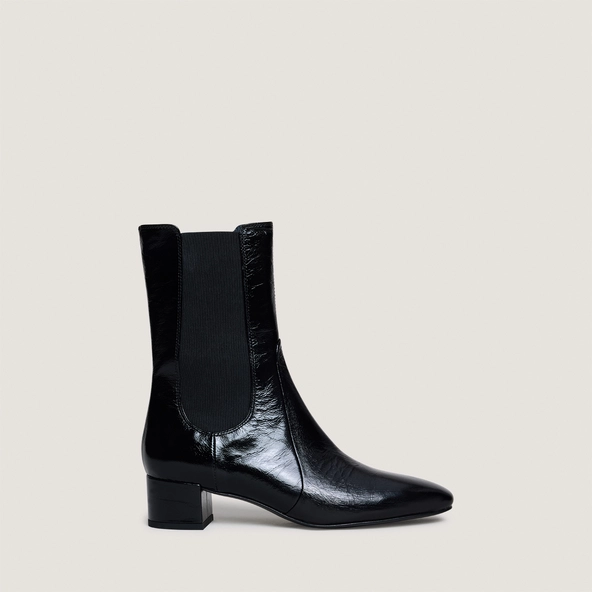 Bottines à larges élastiques en cuir brillant noir | DOXI | Jonak