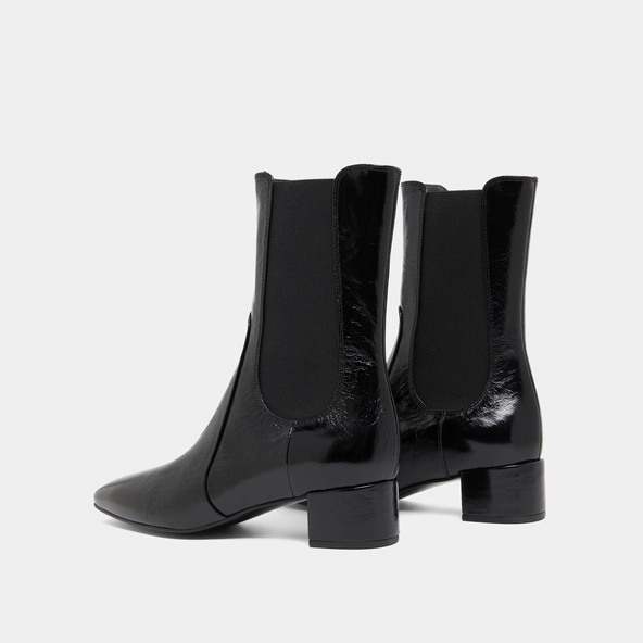 Bottines à larges élastiques en cuir brillant noir | DOXI | Jonak
