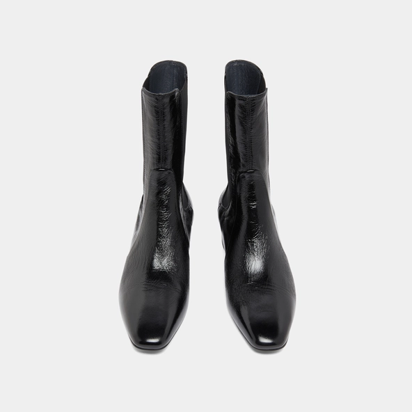 Bottines à larges élastiques en cuir brillant noir | DOXI | Jonak