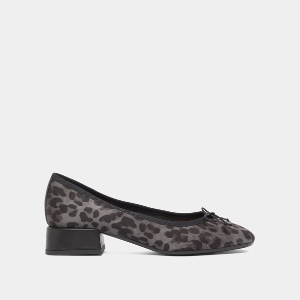 Ballerines &agrave; petits talons en textile l&eacute;opard gris | DYBIL | Jonak