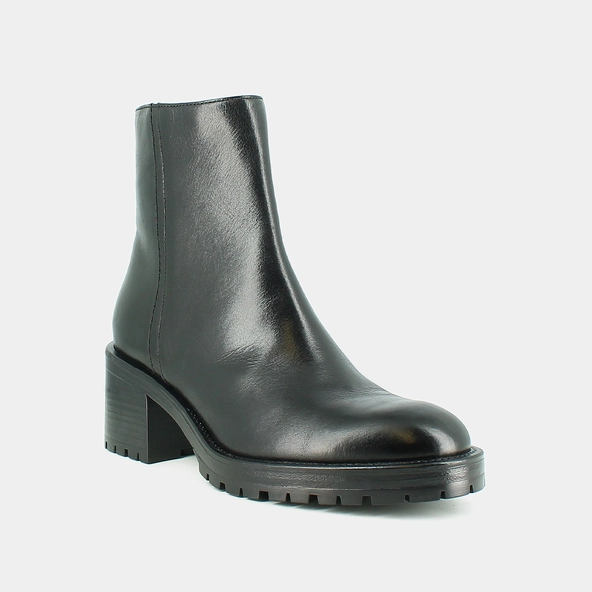 Boots &agrave; talons en cuir noir | CECILIA | Jonak
