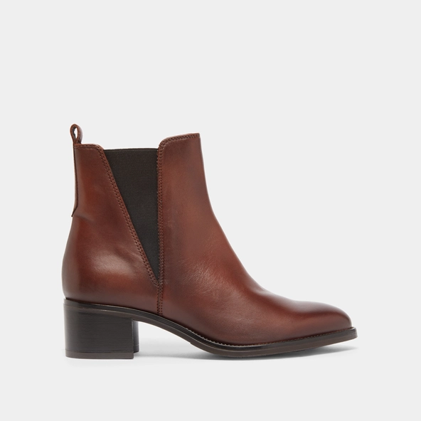 Bottines à élastiques triangulaires en cuir patiné cognac | CHILO | Jonak
