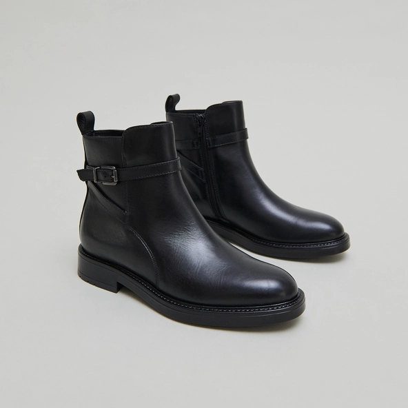 Boots à boucles en cuir noir | CLEA | Jonak