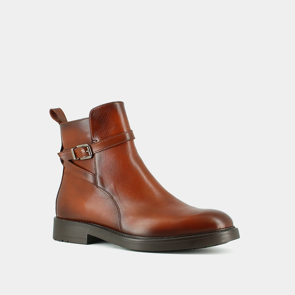 Boots &agrave; boucles en cuir patin&eacute; cognac | CLEA | Jonak