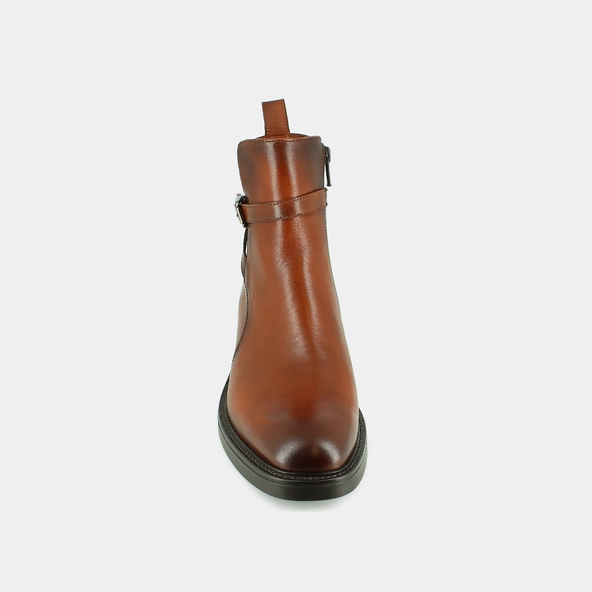 Boots &agrave; boucles en cuir patin&eacute; cognac | CLEA | Jonak