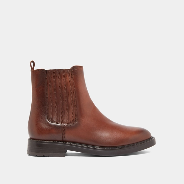 Boots à fronces en cuir patiné cognac | CLEANDRE | Jonak