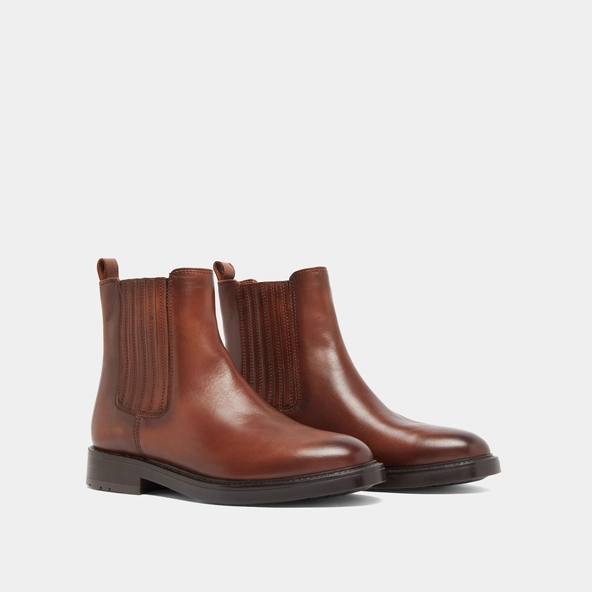 Boots à fronces en cuir patiné cognac | CLEANDRE | Jonak