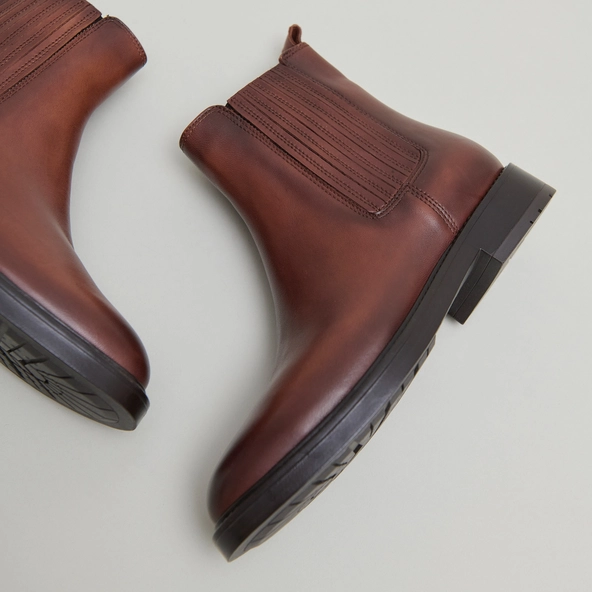 Boots à fronces en cuir patiné cognac | CLEANDRE | Jonak