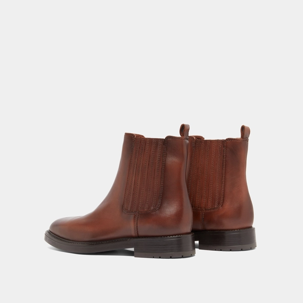 Boots à fronces en cuir patiné cognac | CLEANDRE | Jonak
