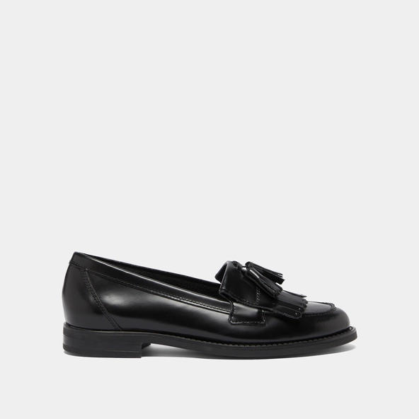 Mocassins à glands en cuir glacé noir | NELLE | Jonak