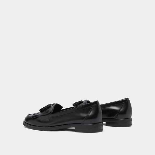 Mocassins à glands en cuir glacé noir | NELLE | Jonak